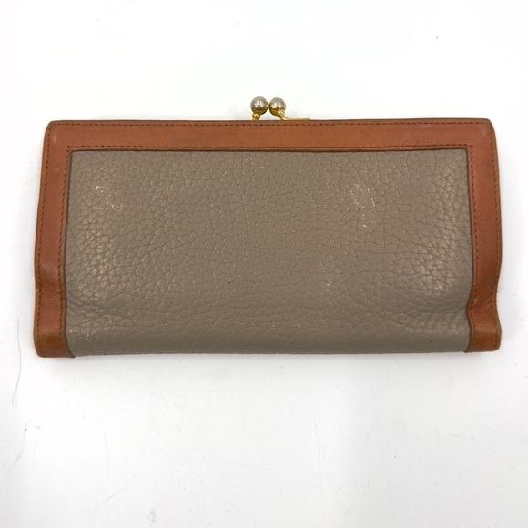 Vintage Dooney & Bourke Leather Wallet Taupe Brown Pebbled Kisslock Coin Purse - Picture 3 of 9